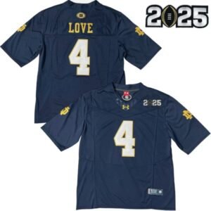 Any Player Custom Notre Dame 2025 NCAA College Football Playoff Blue Jersey