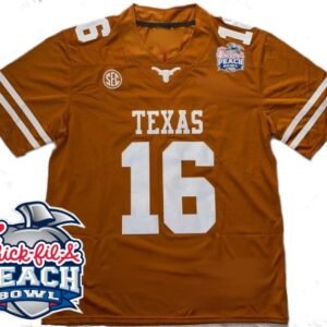 Any Player Custom Texas Longhorns 2025 Peach Bowl Orange Jersey