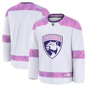 Custom Florida Panthers Pink White Hockey Fights Cancer Jersey