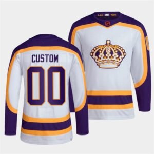 Custom Los Angeles Kings Retro White Throwback Crown Jersey