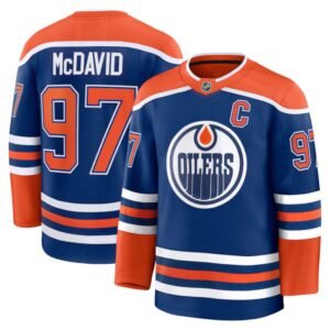 Connor McDavid Edmonton Oilers Blue and Orange Home Jersey 97