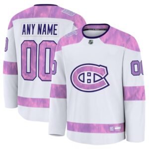 Custom Montreal Canadiens Pink White Hockey Fights Cancer Jersey